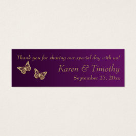紫、金ゴールドフローラ、蝶結婚式の引き出物ラベル
