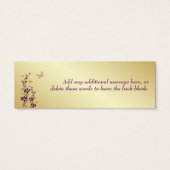 紫、金ゴールドフローラ、蝶結婚式の引き出物ラベル (裏面)