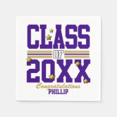 紫│金ゴールド卒業学年 スタンダードカクテルナプキン (正面)