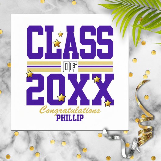 紫│金ゴールド卒業学年 スタンダードカクテルナプキン