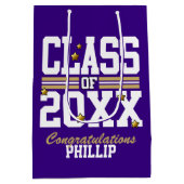 紫│金ゴールド卒業学年 ミディアムペーパーバッグ (裏面)