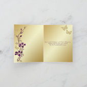 紫、金ゴールド蝶フローラありがとうノートカード サンキューカード (内部)