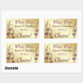 紫、金ゴールド蝶フローラワインラベルシール2 長方形シール (シート)