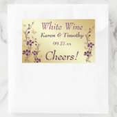 紫、金ゴールド蝶フローラワインラベルシール2 長方形シール (バッグ)