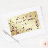 紫、金ゴールド蝶フローラワインラベルシール2 長方形シール (封筒)