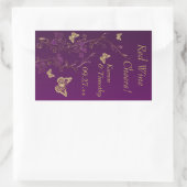 紫、金ゴールド蝶フローラワインラベルシール 長方形シール (バッグ)