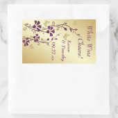 紫、金ゴールド蝶フローラワインラベルシール 長方形シール (バッグ)