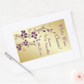 紫、金ゴールド蝶フローラワインラベルシール 長方形シール (封筒)