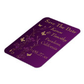 紫、金ゴールド蝶フローラ日付磁石を保存 マグネット (左側)