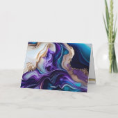 紫、金ゴールド、アクアエレガントな結婚式 サンキューカード (裏面)