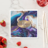 紫、金ゴールド、ティール（緑がかった色）エレガントな結婚式 スタンダードランチョンナプキン (インサイチュ)