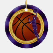 紫、金ゴールド、少年のためのバスケットボールオーナメント、コーチ セラミックオーナメント (裏面)