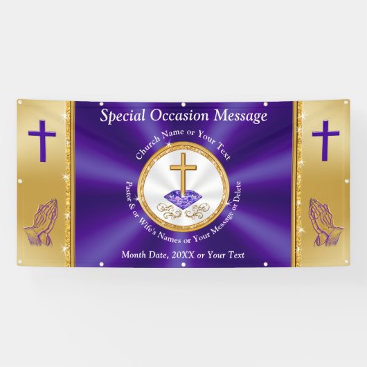 紫、金ゴールド、教会バナー屋外、任意の大事な行事 横断幕 (横)