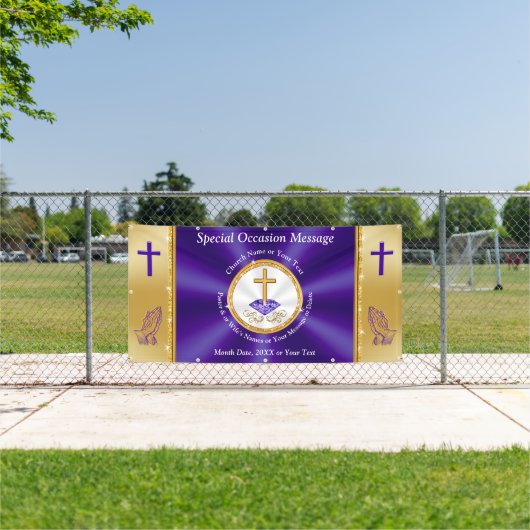 紫、金ゴールド、教会バナー屋外、任意の大事な行事 横断幕 (インサイチュ)