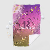 紫、金ゴールド、白モノグラムグラデーション |海 ゴルフタオル (インサイチュ)