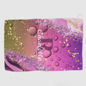 紫、金ゴールド、白モノグラムグラデーション |海 ゴルフタオル (横)