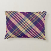 紫、金ゴールド、青のタータンチェック アクセントクッション (裏面)