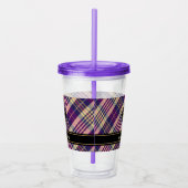 紫、金ゴールド、青のタータンチェック アクリルタンブラー (右)