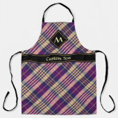 紫、金ゴールド、青のタータンチェック エプロン (正面)