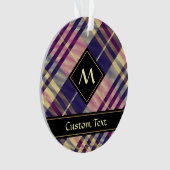 紫、金ゴールド、青のタータンチェック オーナメント (正面)