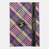 紫、金ゴールド、青のタータンチェック キッチンタオル (縦)