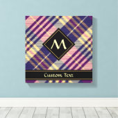紫、金ゴールド、青のタータンチェック キャンバスプリント (インサイチュ (ウッドフロア))
