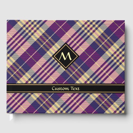 紫、金ゴールド、青のタータンチェック ゲストブック (正面)