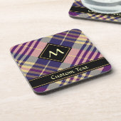 紫、金ゴールド、青のタータンチェック コースター (左側)