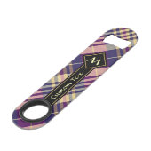 紫、金ゴールド、青のタータンチェック スピード栓抜き (正面アングル)