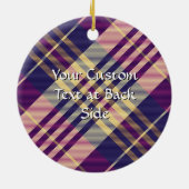 紫、金ゴールド、青のタータンチェック セラミックオーナメント (裏面)