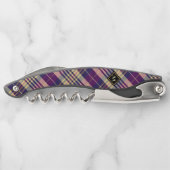 紫、金ゴールド、青のタータンチェック ソムリエナイフ (裏面)