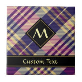 紫、金ゴールド、青のタータンチェック タイル (正面)