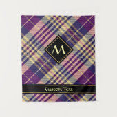 紫、金ゴールド、青のタータンチェック タペストリー (正面)