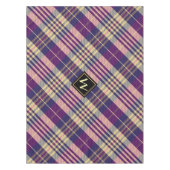 紫、金ゴールド、青のタータンチェック テーブルクロス (正面)