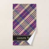 紫、金ゴールド、青のタータンチェック バスタオルセット (ハンドタオル)