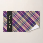 紫、金ゴールド、青のタータンチェック バスタオルセット (ハンドタオル)