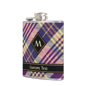 紫、金ゴールド、青のタータンチェック フラスク (左)