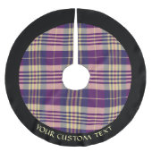 紫、金ゴールド、青のタータンチェック ブラッシュドポリエステルツリースカート (正面)