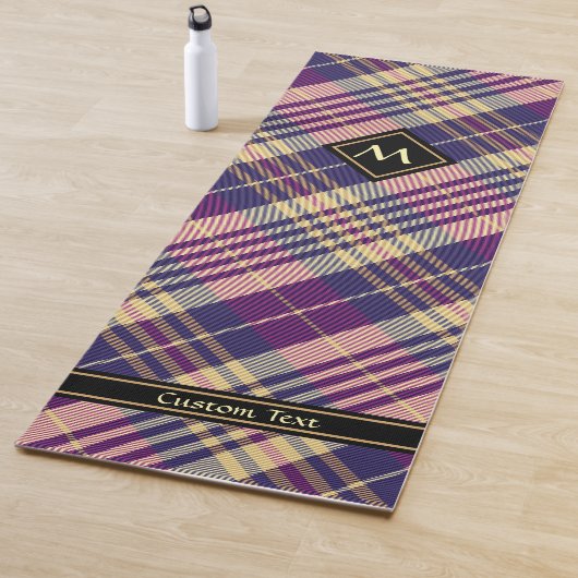 紫、金ゴールド、青のタータンチェック ヨガマット (インサイチュ)