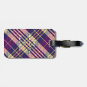 紫、金ゴールド、青のタータンチェック ラゲッジタグ (裏面横)