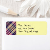 紫、金ゴールド、青のタータンチェック ラベル (インサイチュ)