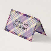 紫、金ゴールド、青のタータンチェック 名刺 (裏面)