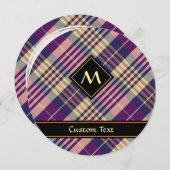 紫、金ゴールド、青のタータンチェック 招待状 (正面/裏面)