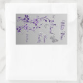 紫、銀蝶フローラワインラベルシール 長方形シール (バッグ)