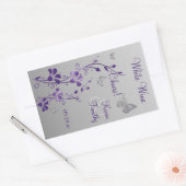 紫、銀蝶フローラワインラベルシール 長方形シール (封筒)