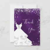 紫 銀 白のドレス グリッター グラマラス サンキューカード (正面)