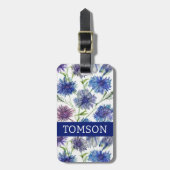 紫、青いコーンフラワー、水色 ラゲッジタグ (正面縦)