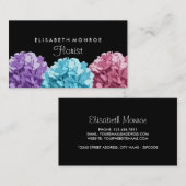 紫、青とピンクの紫陽花、花屋 名刺 (正面/裏面)