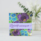 紫 – 青のハンガリーはっきりしたの刺繍 – 名前の日 (スタンド正面)