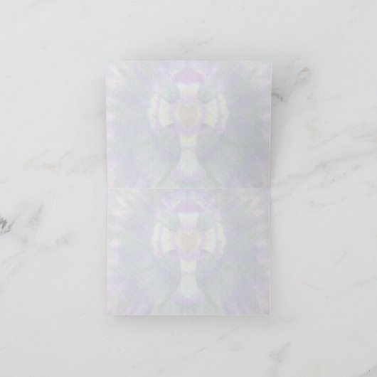 紫、青のハートセンター付き染料十字型 カード (内部)